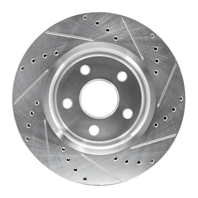 Jeep Commander Brake Rotor (1) - Front Left - R1 Concepts - Drilled & Slotted - Silver - `05-`10